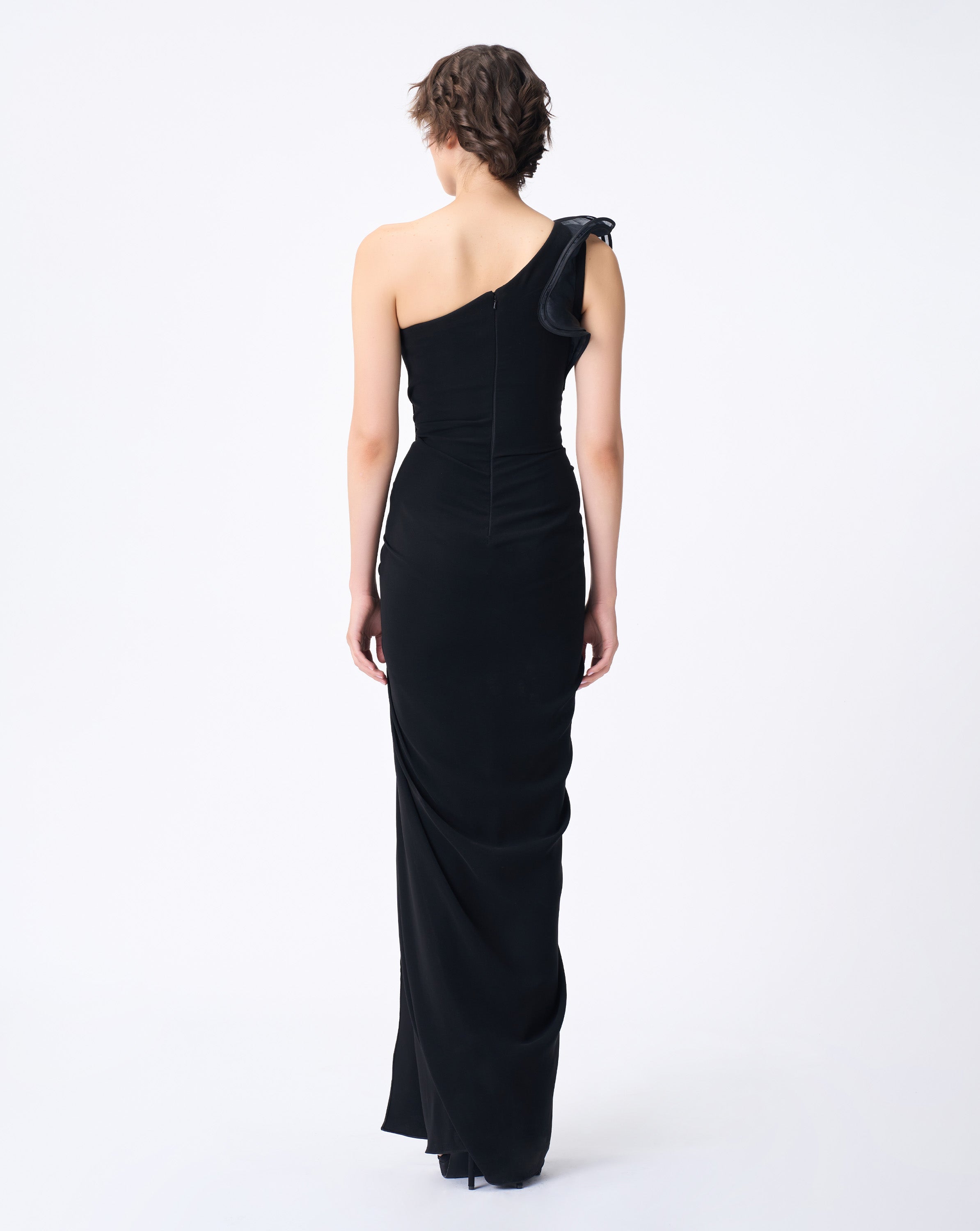 Draped Ruffle Gown