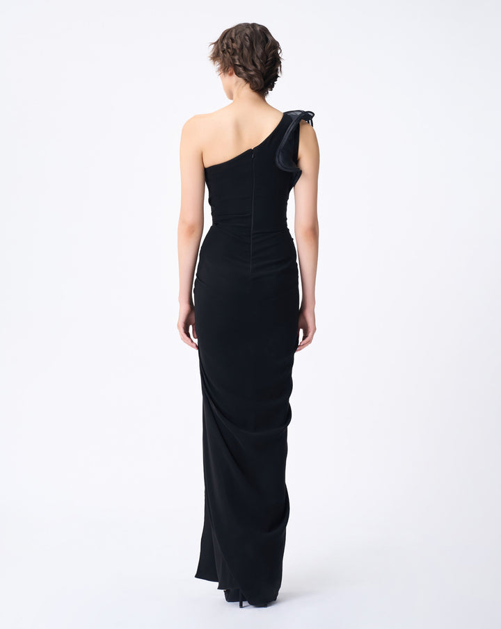 Draped Ruffle Gown