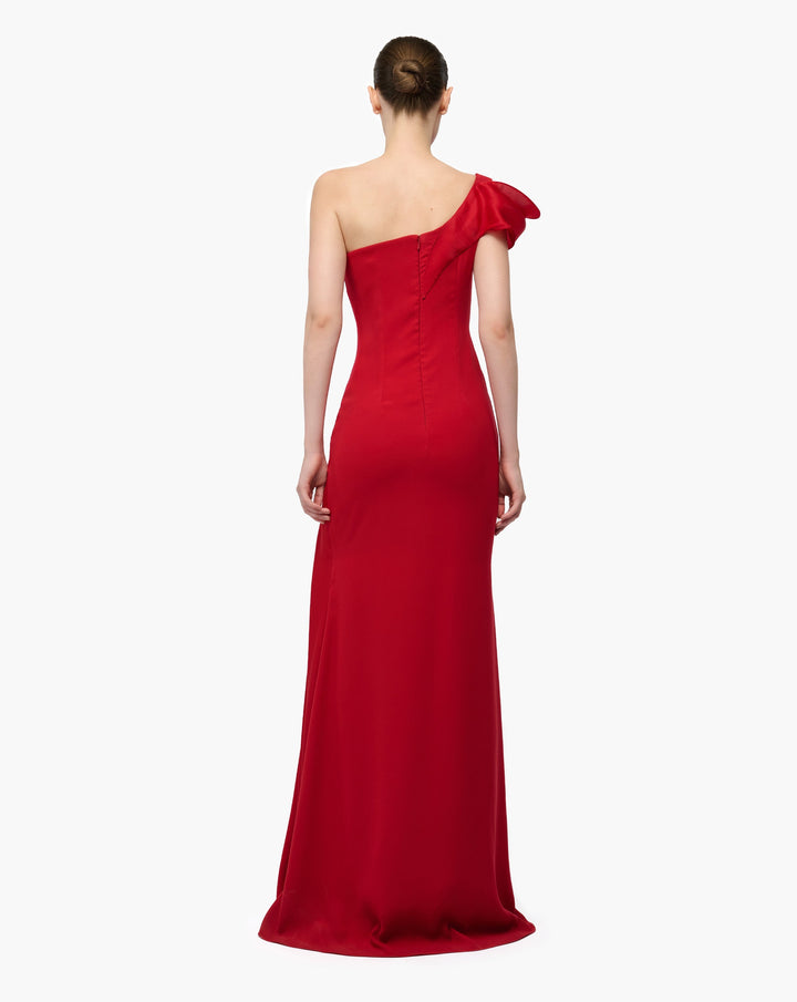 Siren Ruffle Drape Gown