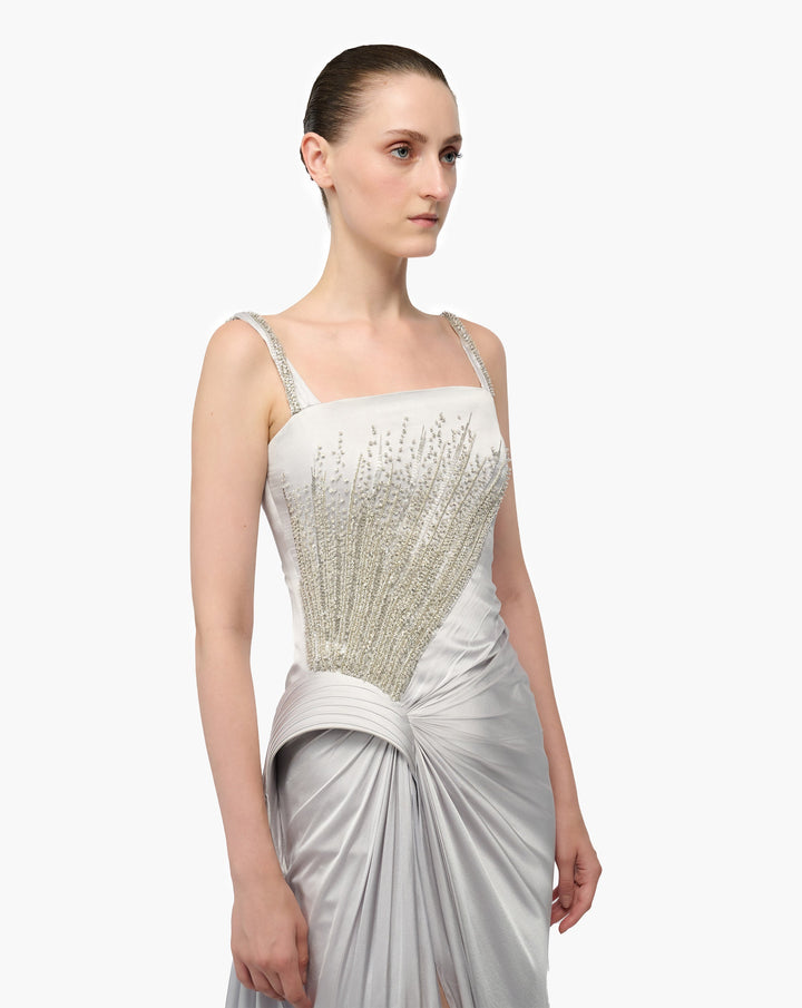 Crystal Bloom Peplum Gown