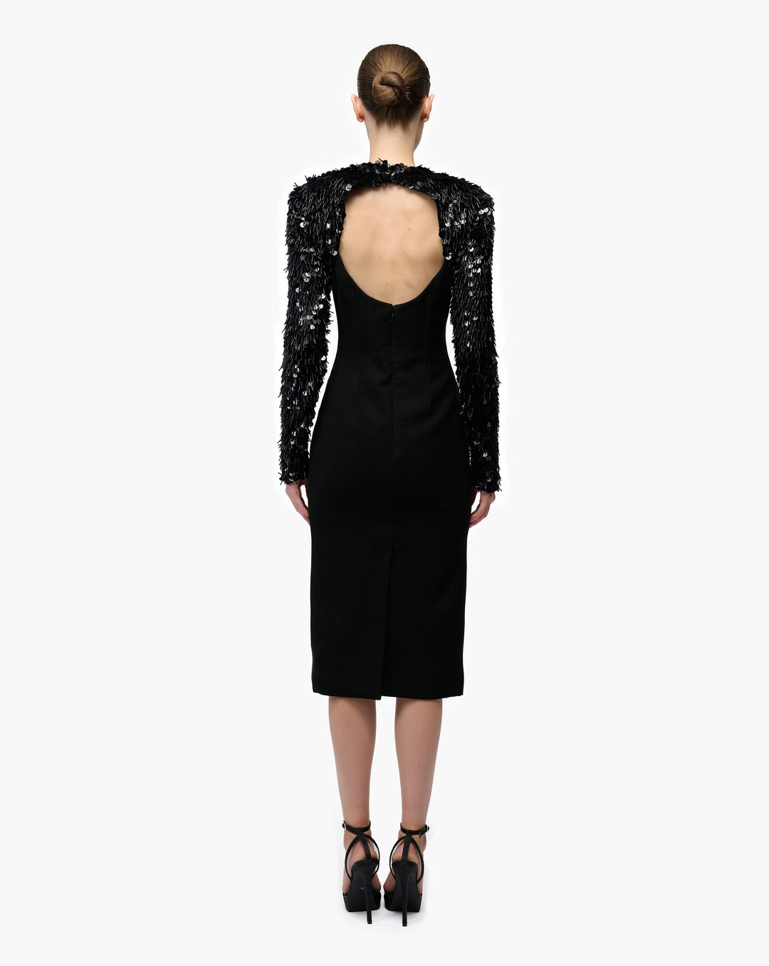 Fringed Sequin Midi Dress