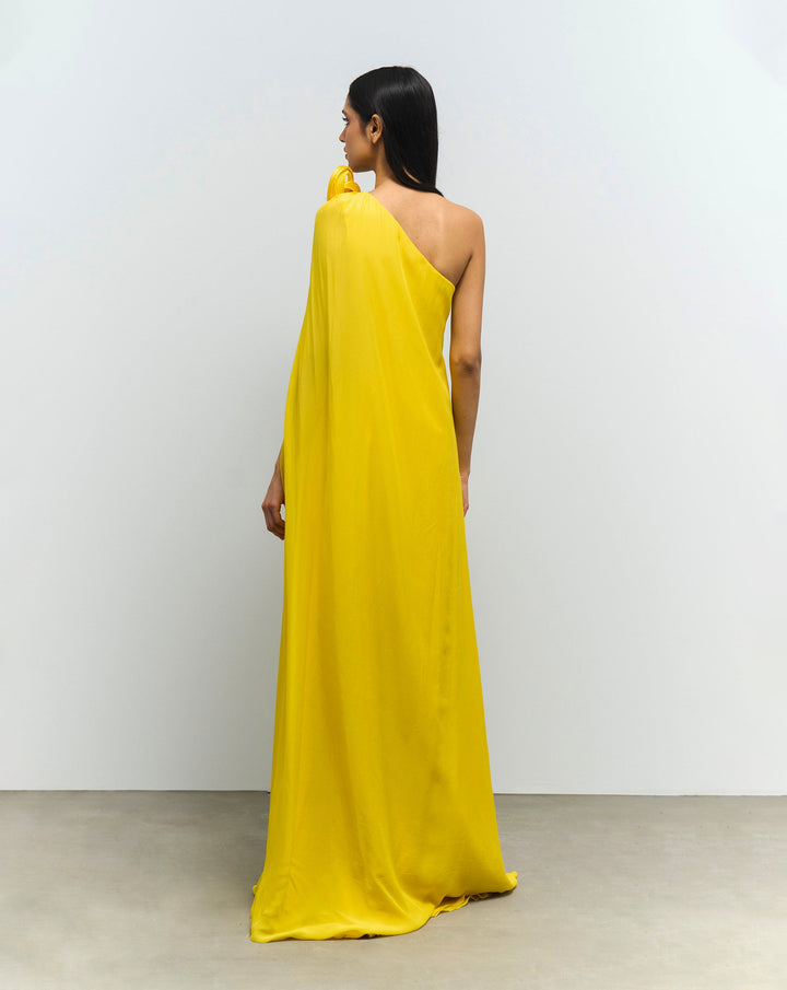 Solaris Yellow One-Shoulder Gown