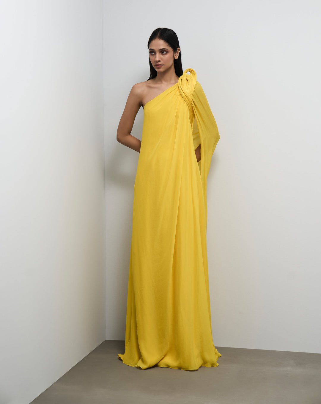 Solaris Yellow One-Shoulder Gown