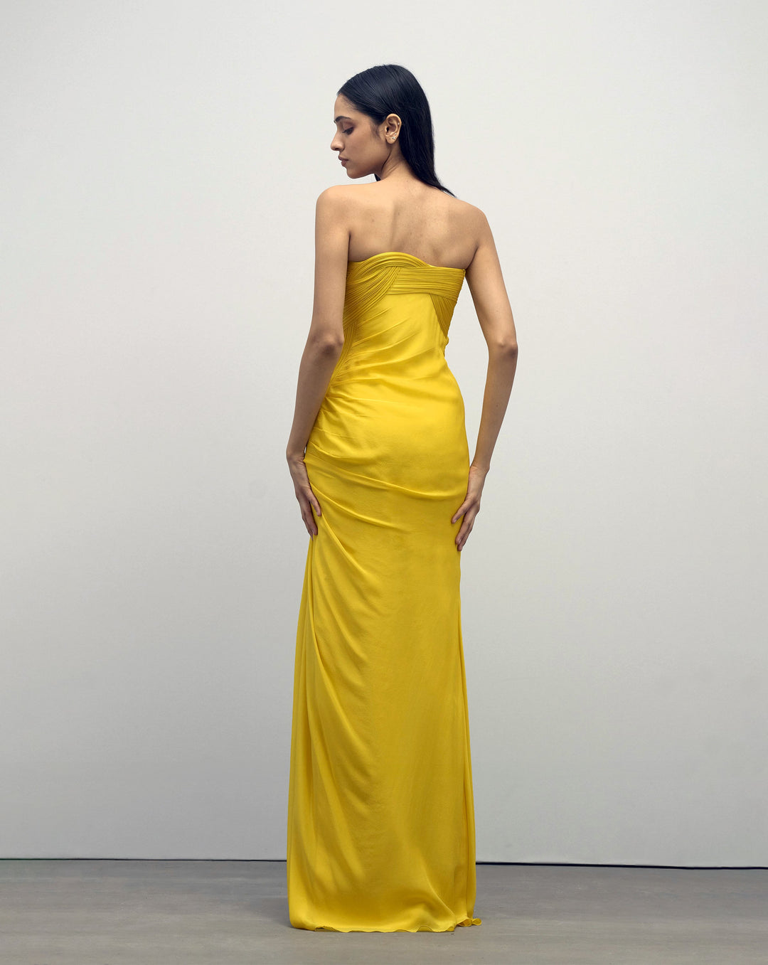 Solaris Yellow Draped Gown