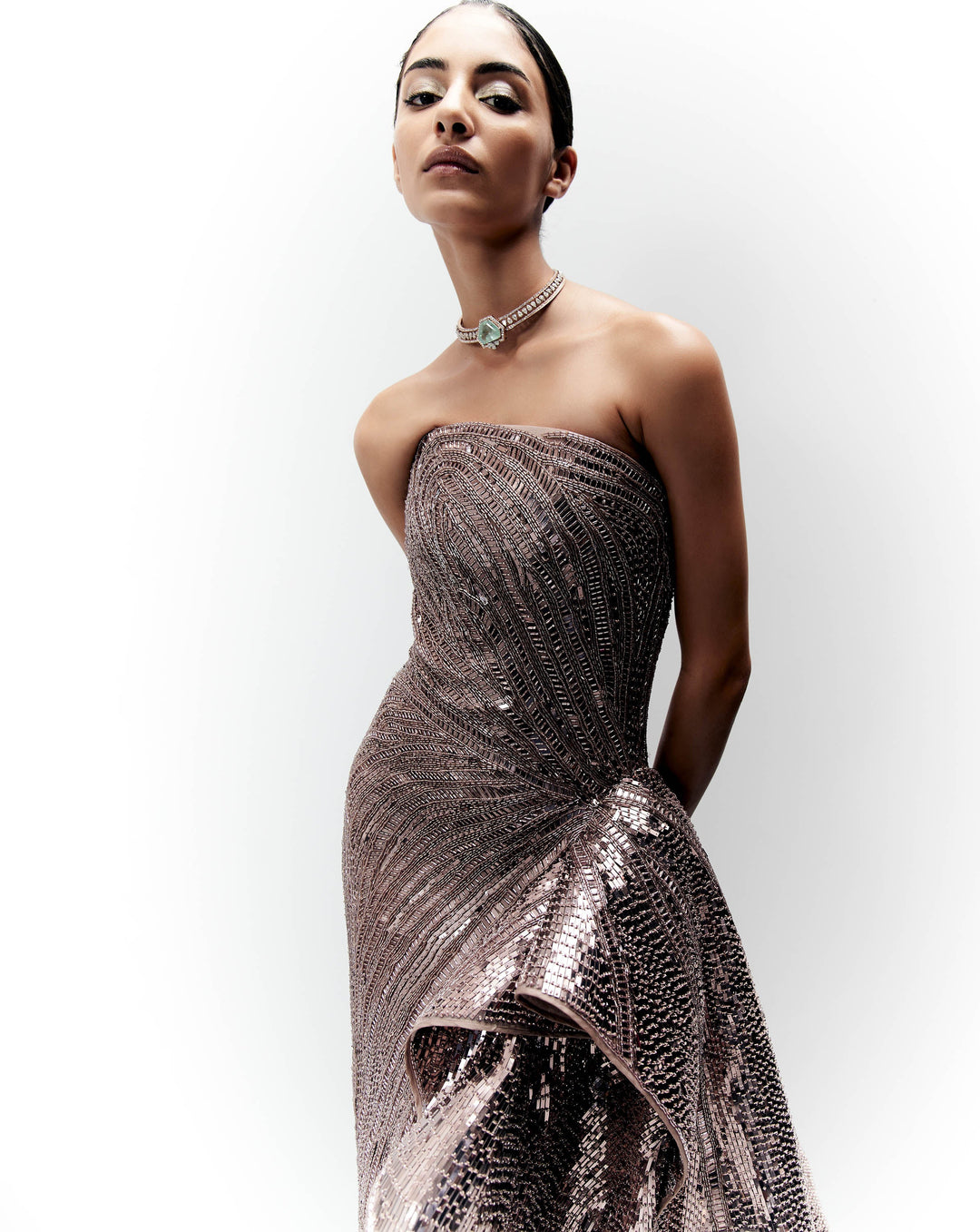 Refracted Sculpted Tube Gown