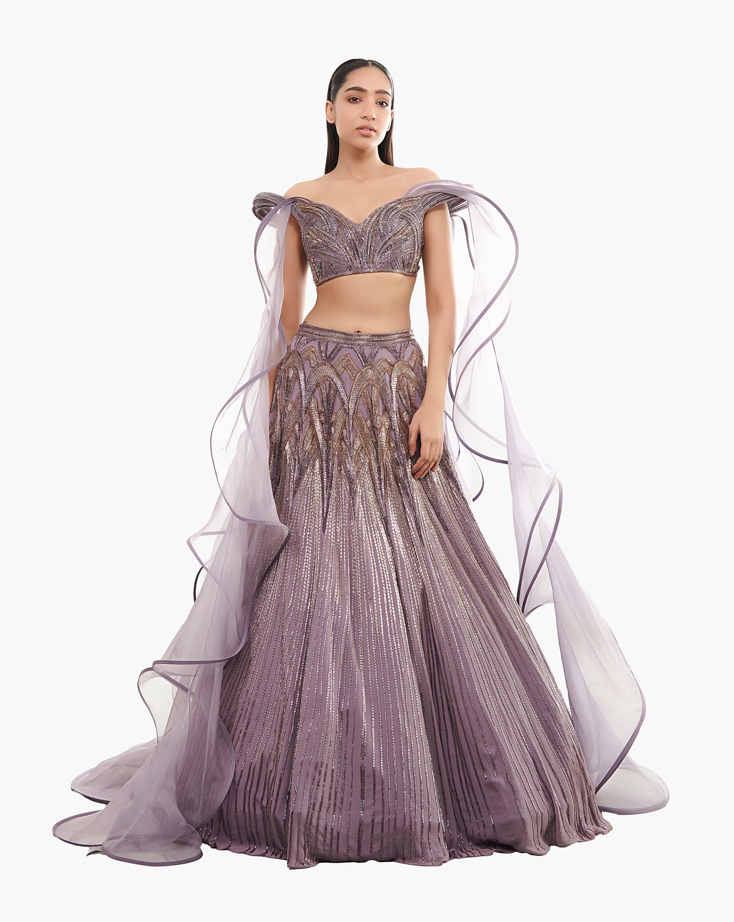 Flared Silver Lehenga Design