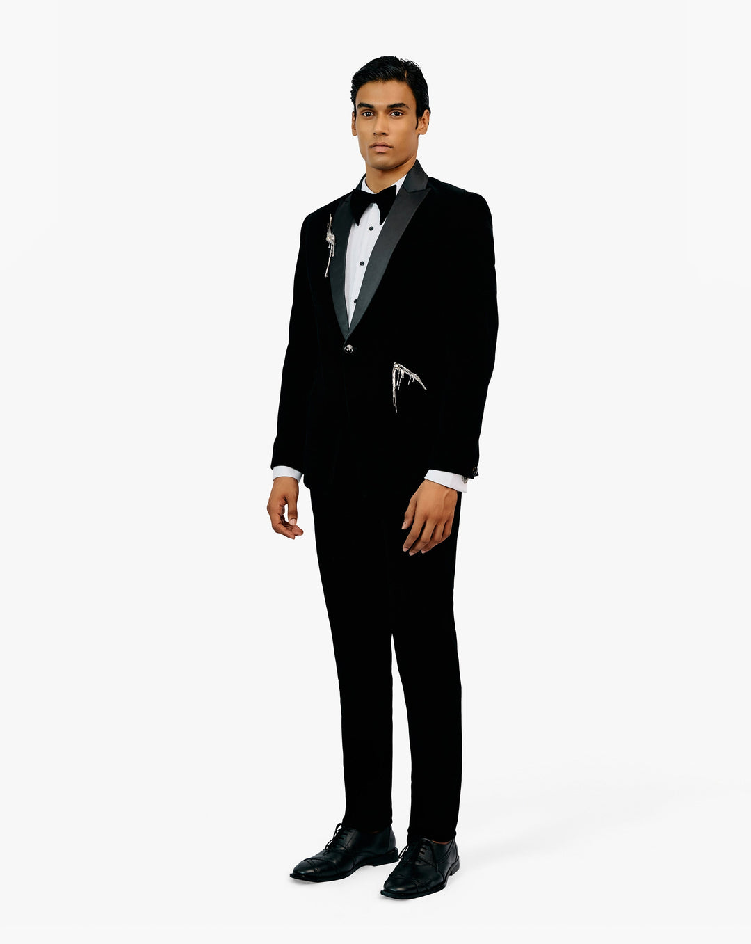 Model in black suit set by Gaurav Gupta
