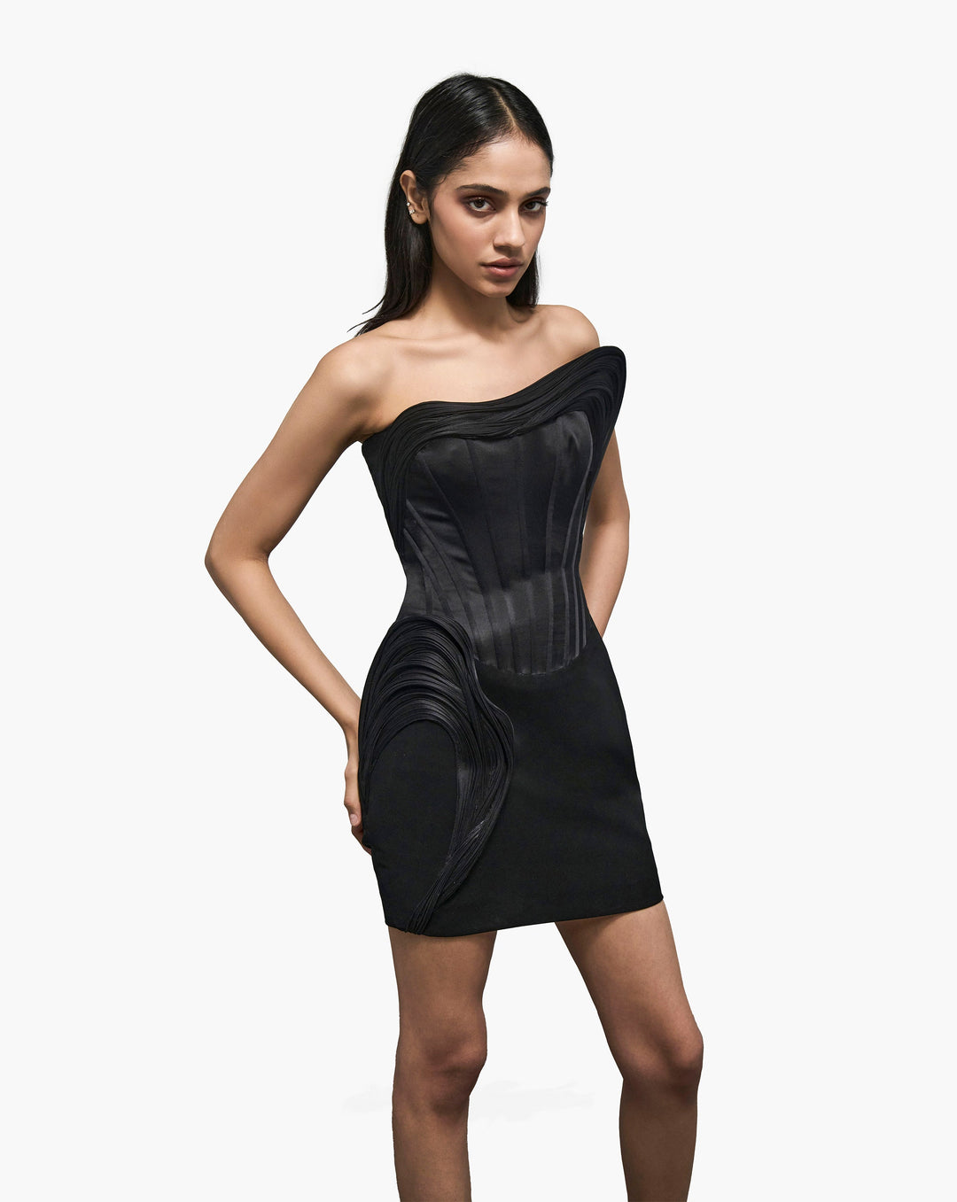 The Black Sculpted Mini Dress
