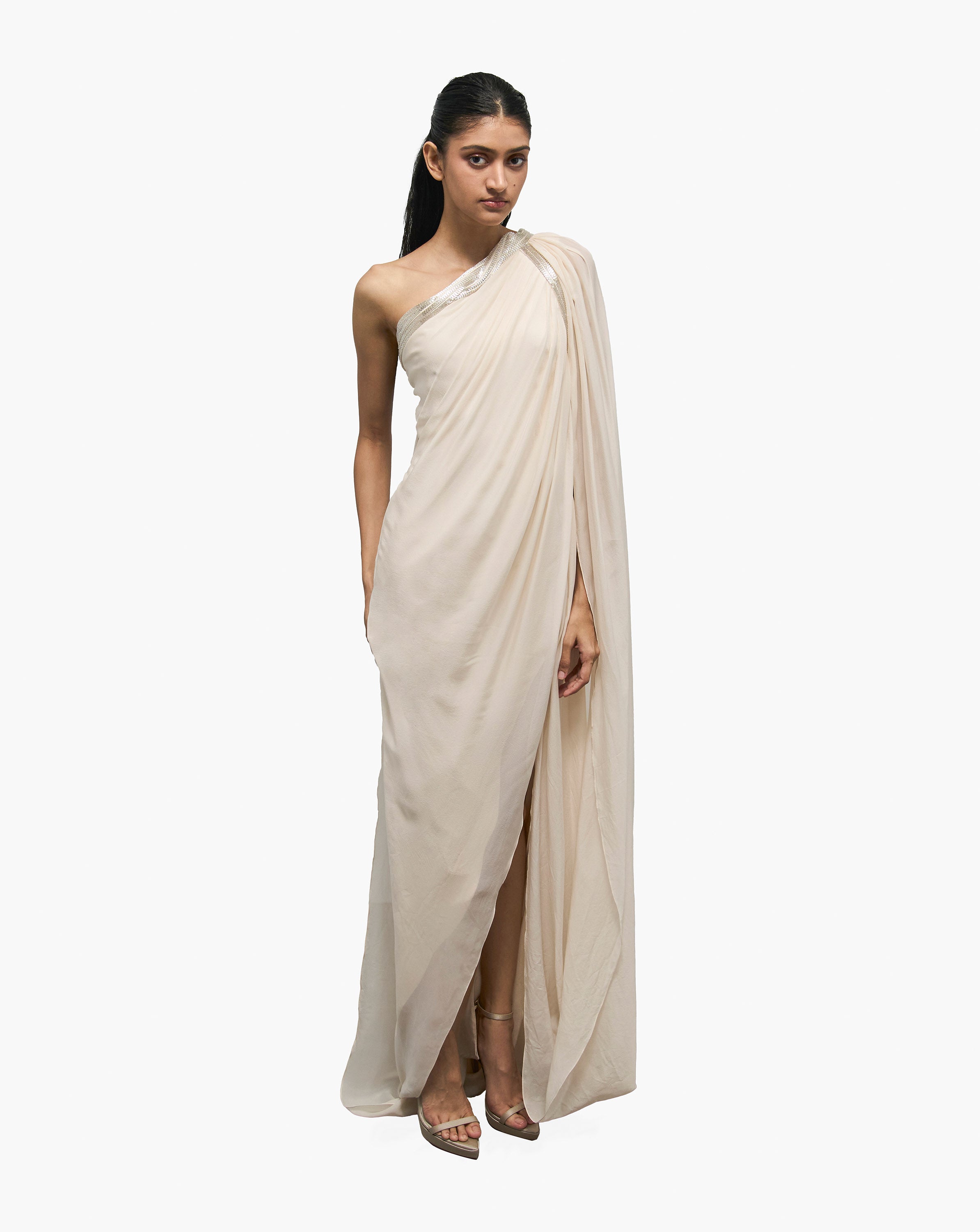 The Pearl White One-Shoulder Gown