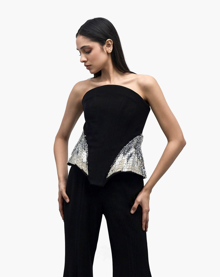The Black Corset Peplum Top