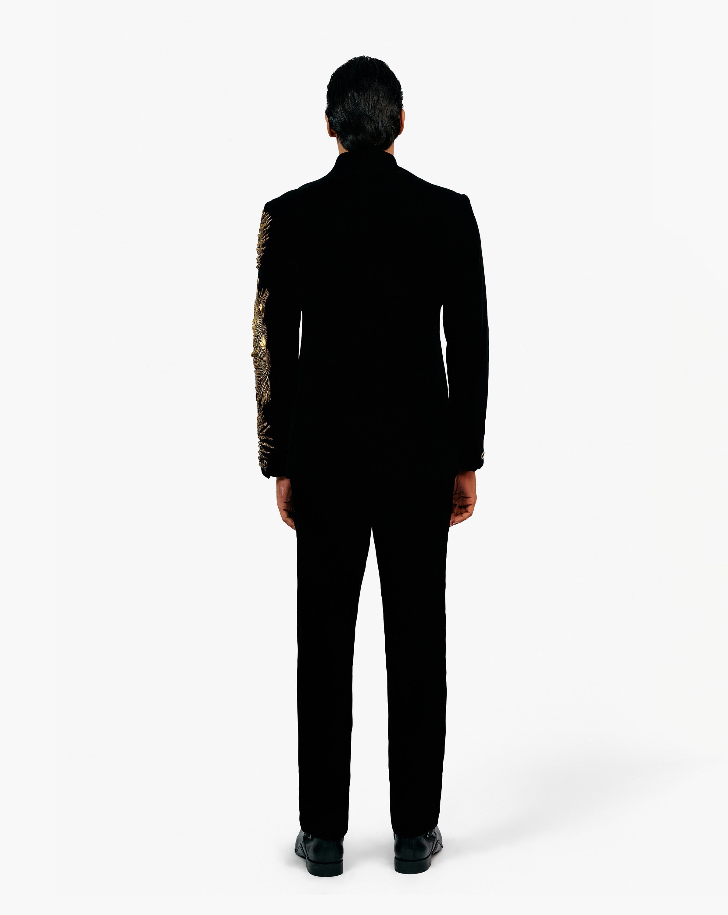 Lineated Velvet Bandhgala