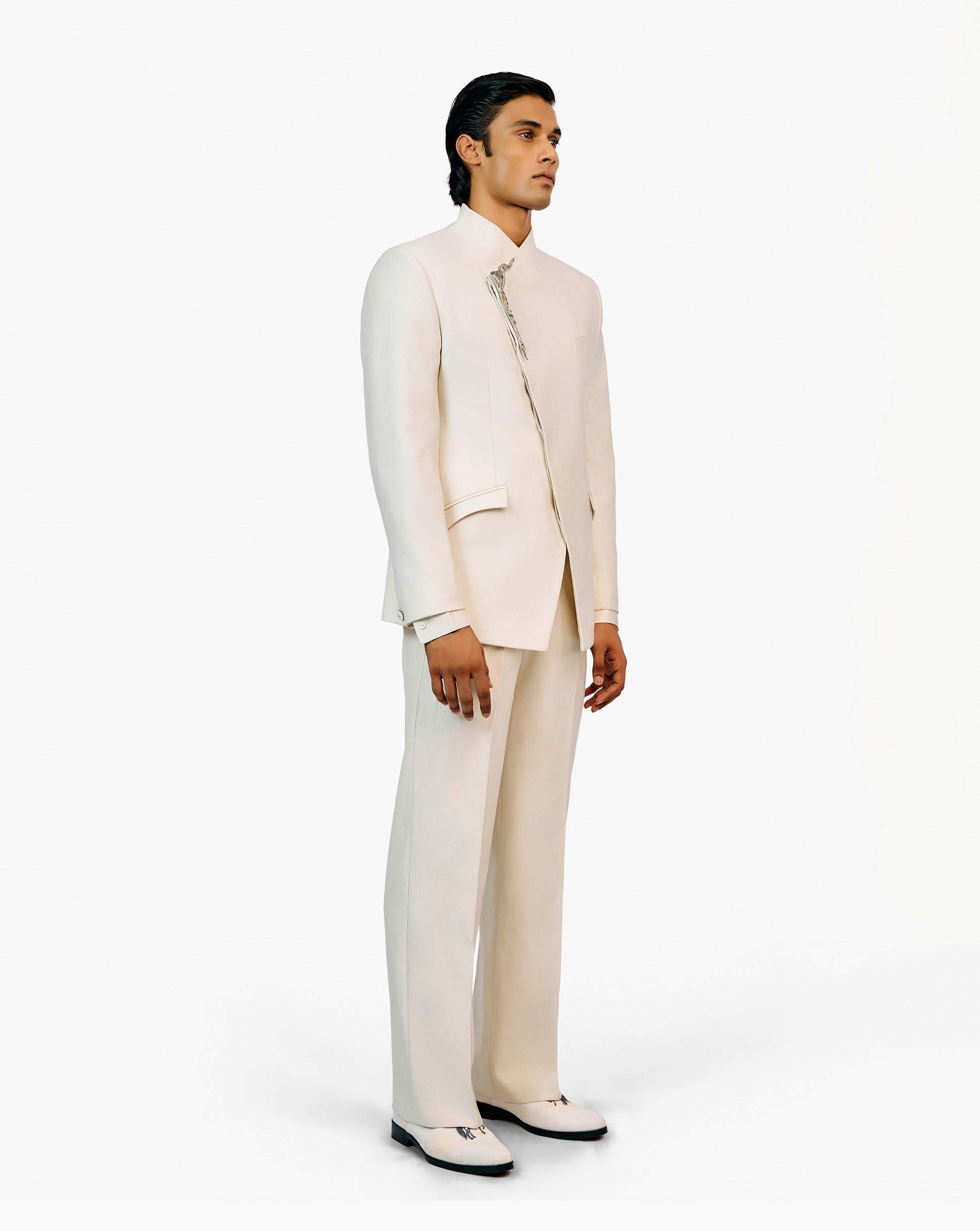 Metallic Brooch Bandhgala