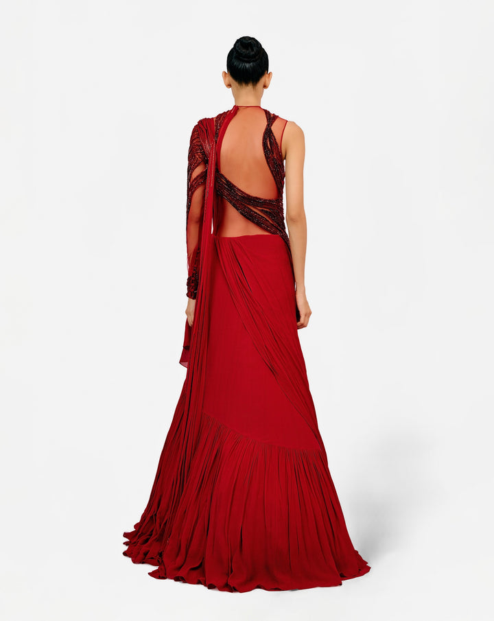 The Vestra Sculpted Saree Lehenga