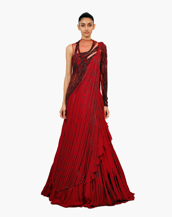 The Vestra Sculpted Saree Lehenga