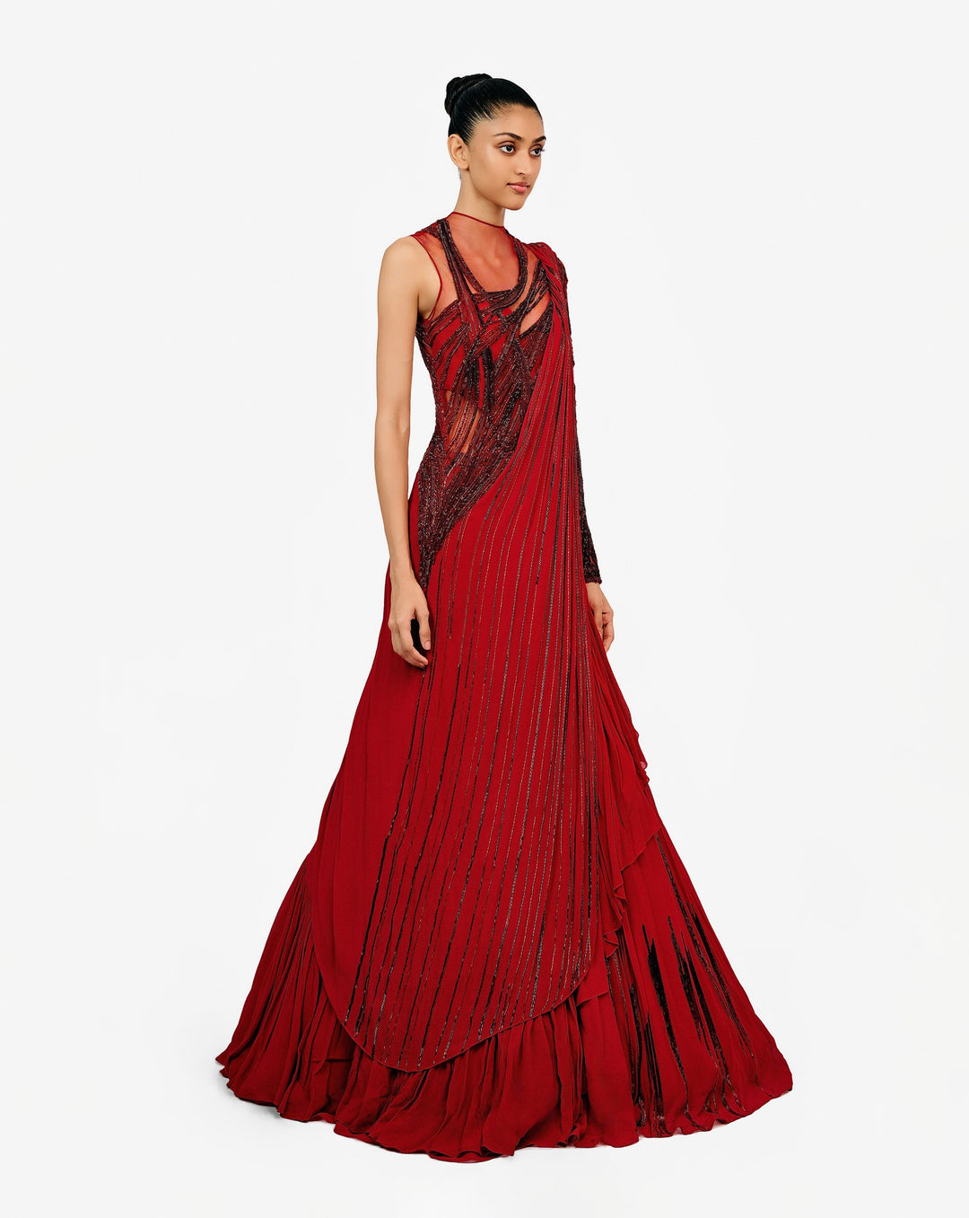 The Vestra Sculpted Saree Lehenga