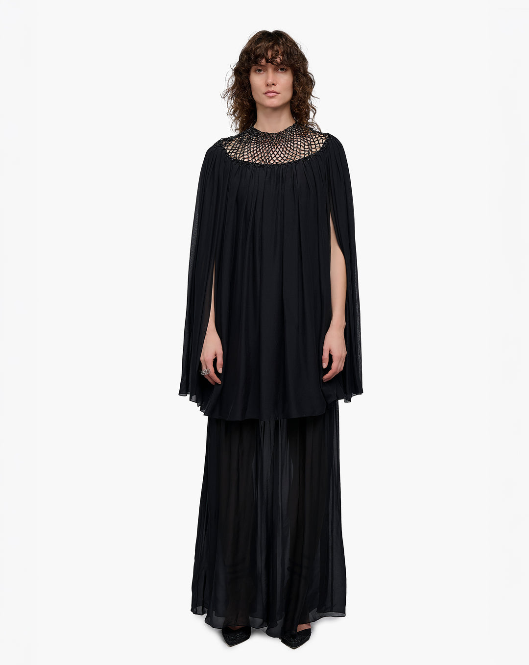 Noir Crystal Macramé Top