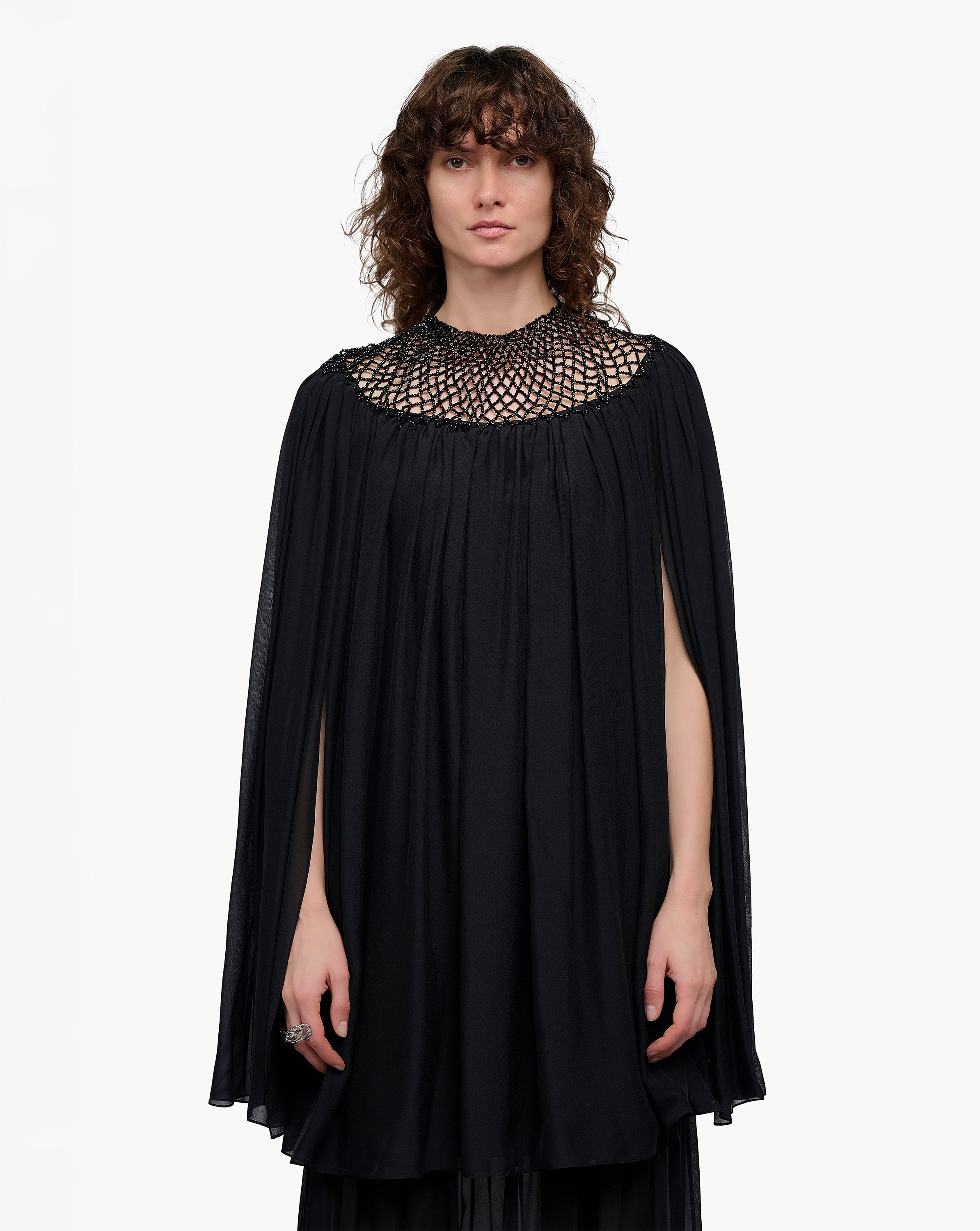 Noir Crystal Macramé Top