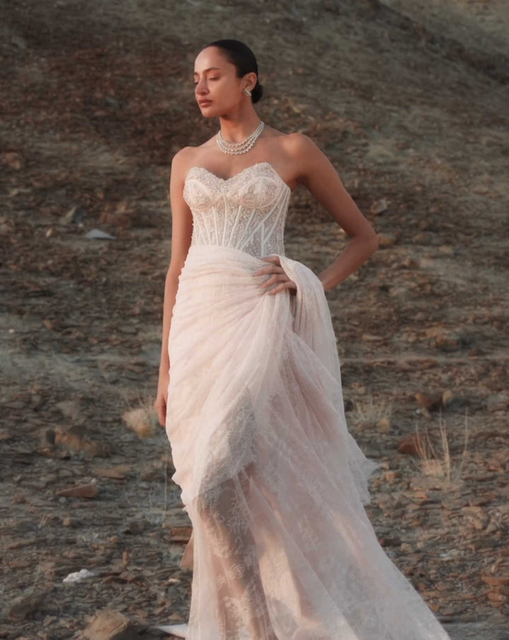 Corseted Crystal Saree Gown - Image 5