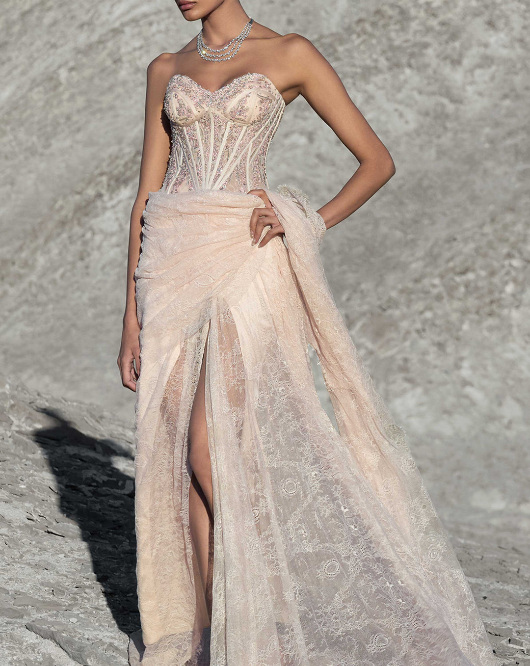 Corseted Crystal Saree Gown - Image 7