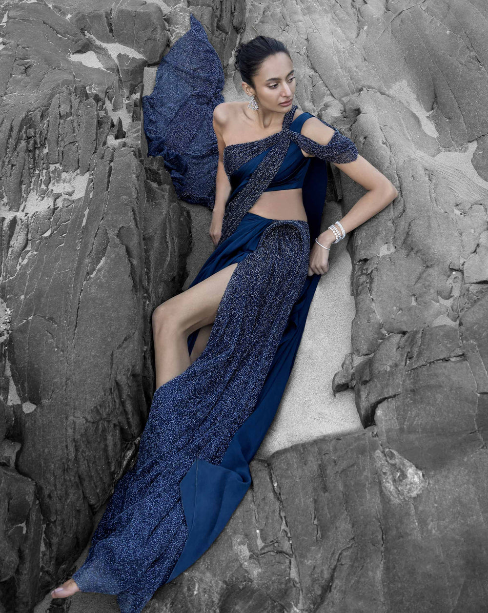 Midnight Veil Saree Gown - Image 2