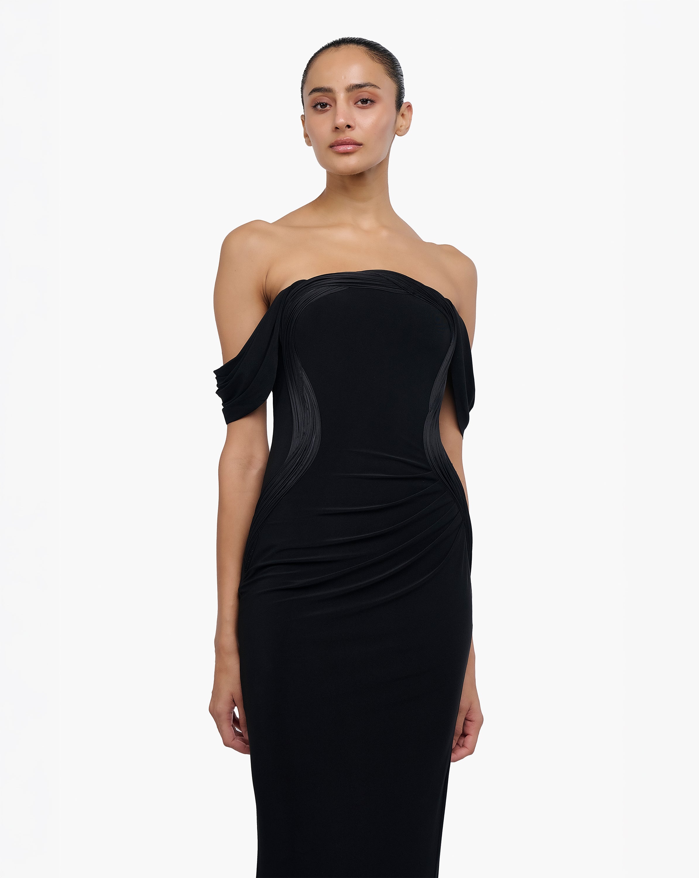 Noir Flow Midi Dress