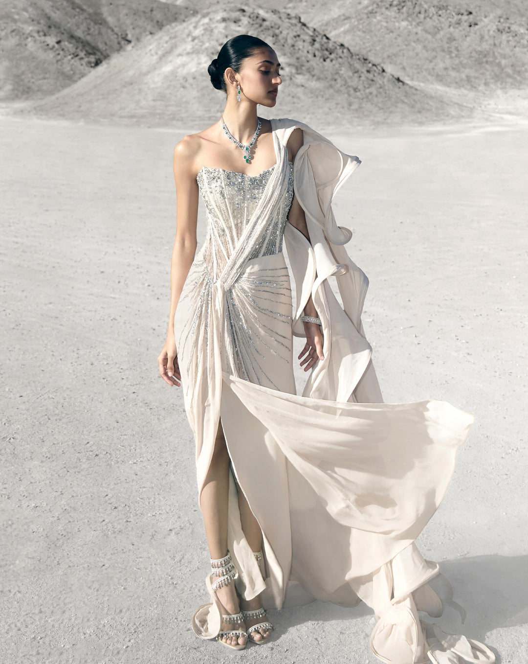 Corseted Crystal Saree Gown - Image 4