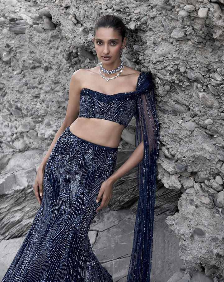 Midnight Cascade Lehenga