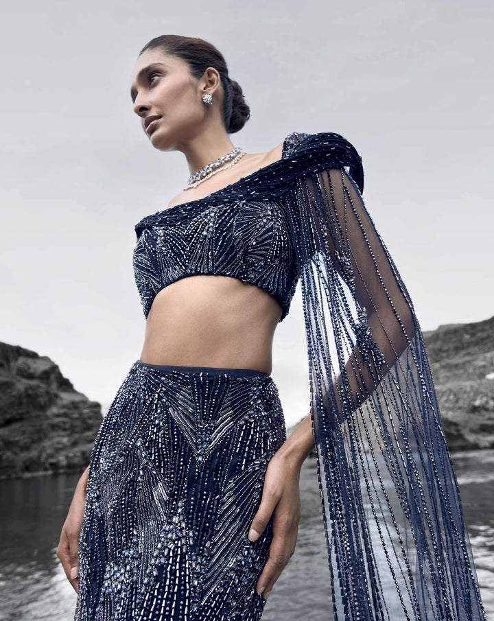 Midnight Cascade Lehenga