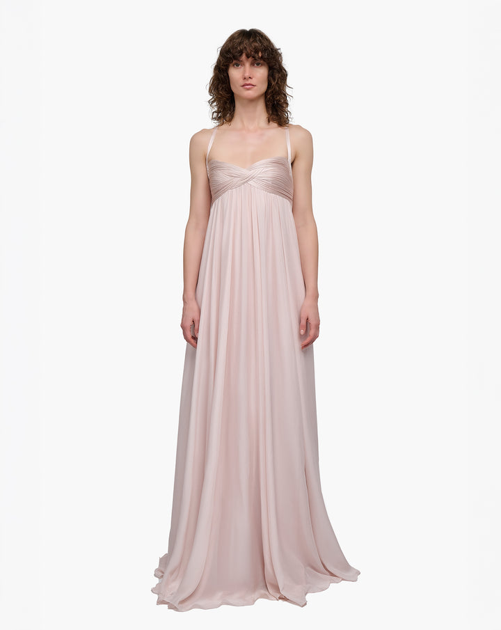 Solar Bloom Chiffon Gown