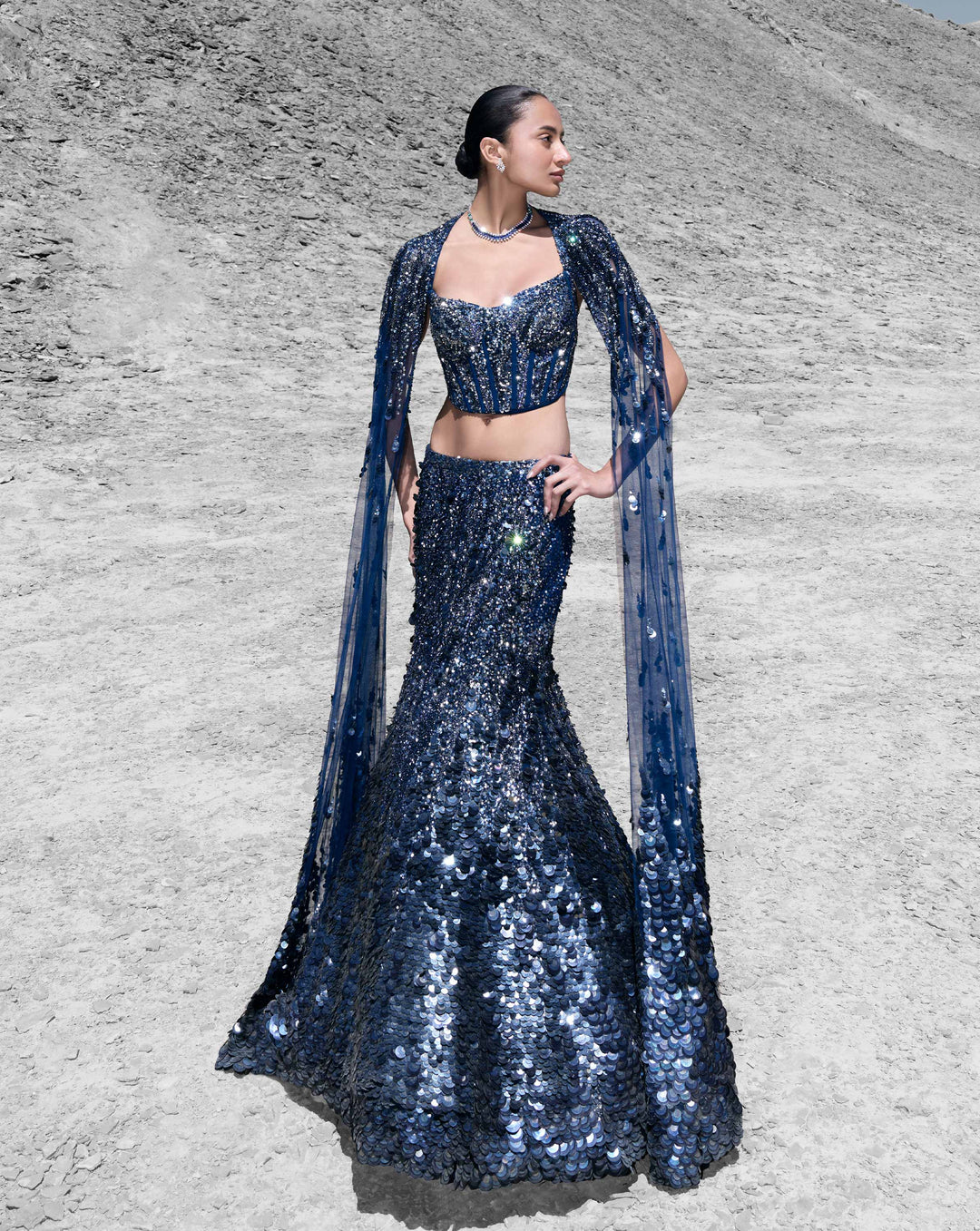 Crystallised Scale Lehenga - Image 1