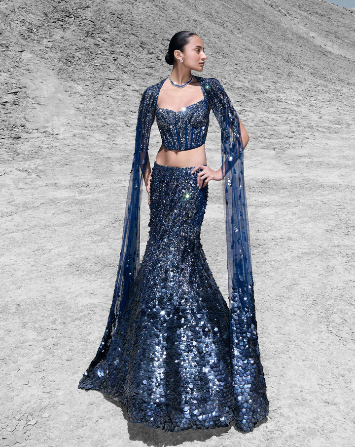 Crystallised Scale Lehenga - Image 1