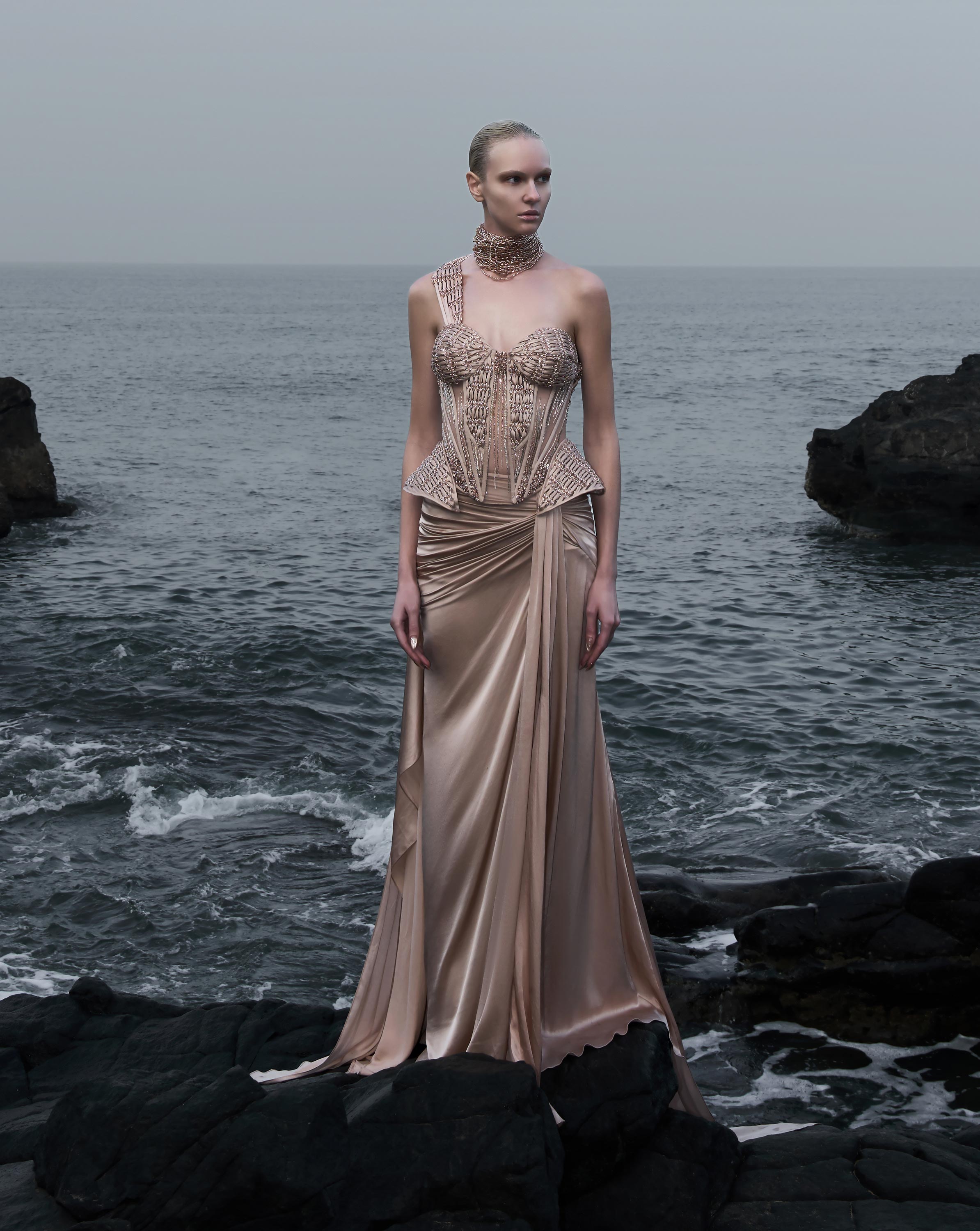 Woven Bodice Crystal-Draped Saree