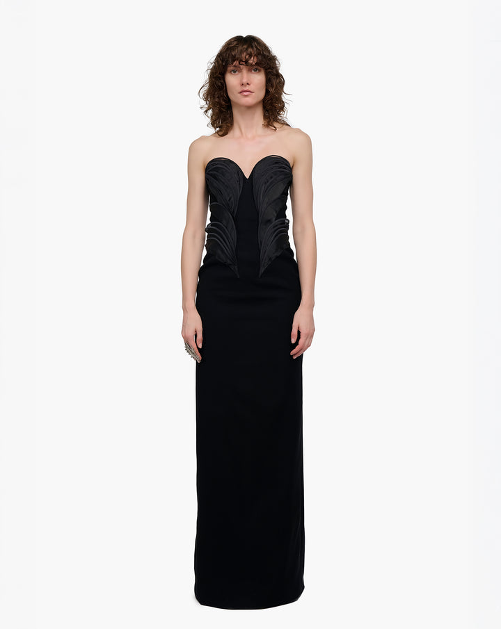 Shadow Ruffle Column Gown