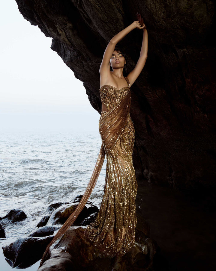 The Embellished Corset Saree Gown