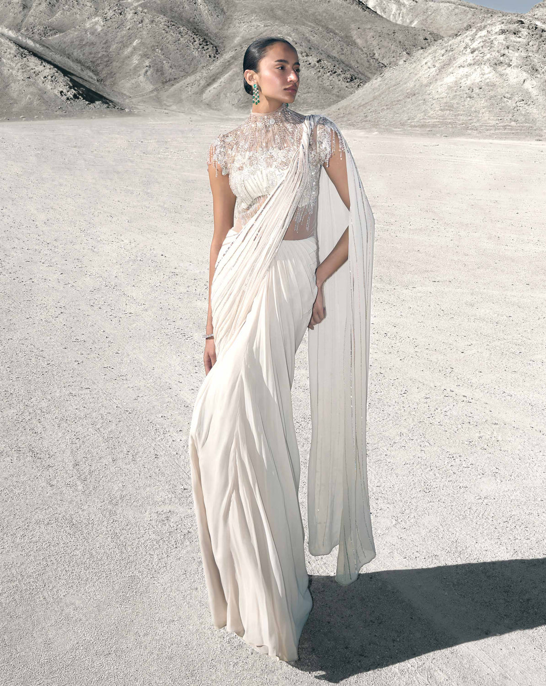 The Floral Pearl Saree Gown - Image 1