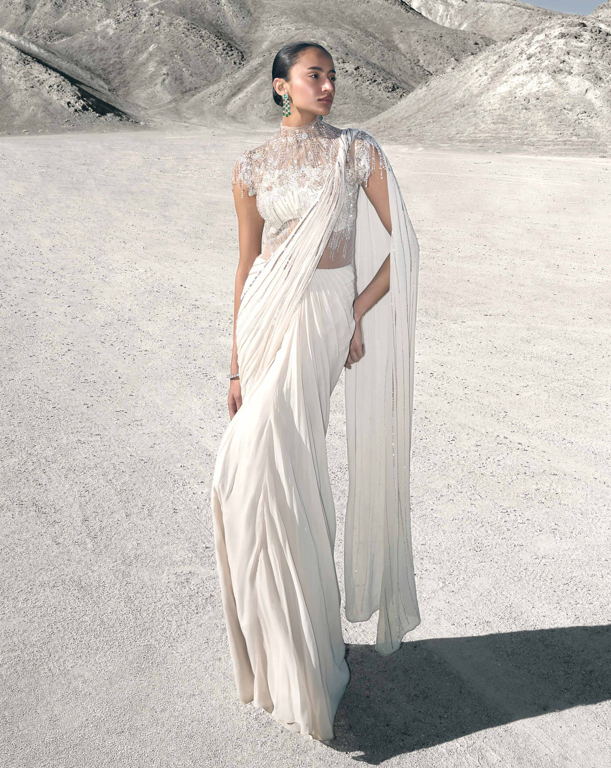 The Floral Pearl Saree Gown - Image 1