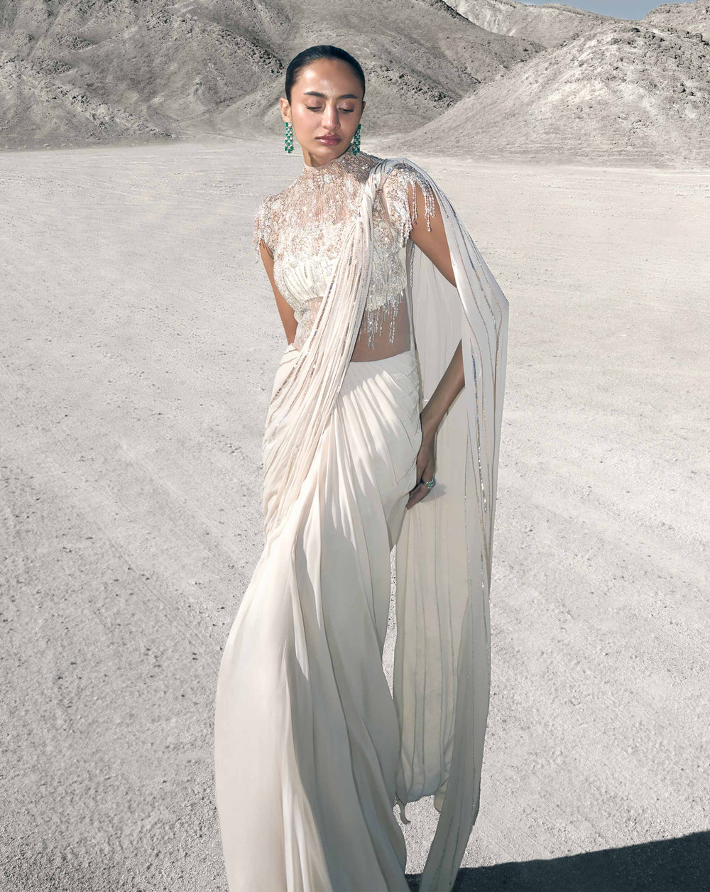 The Floral Pearl Saree Gown - Image 2
