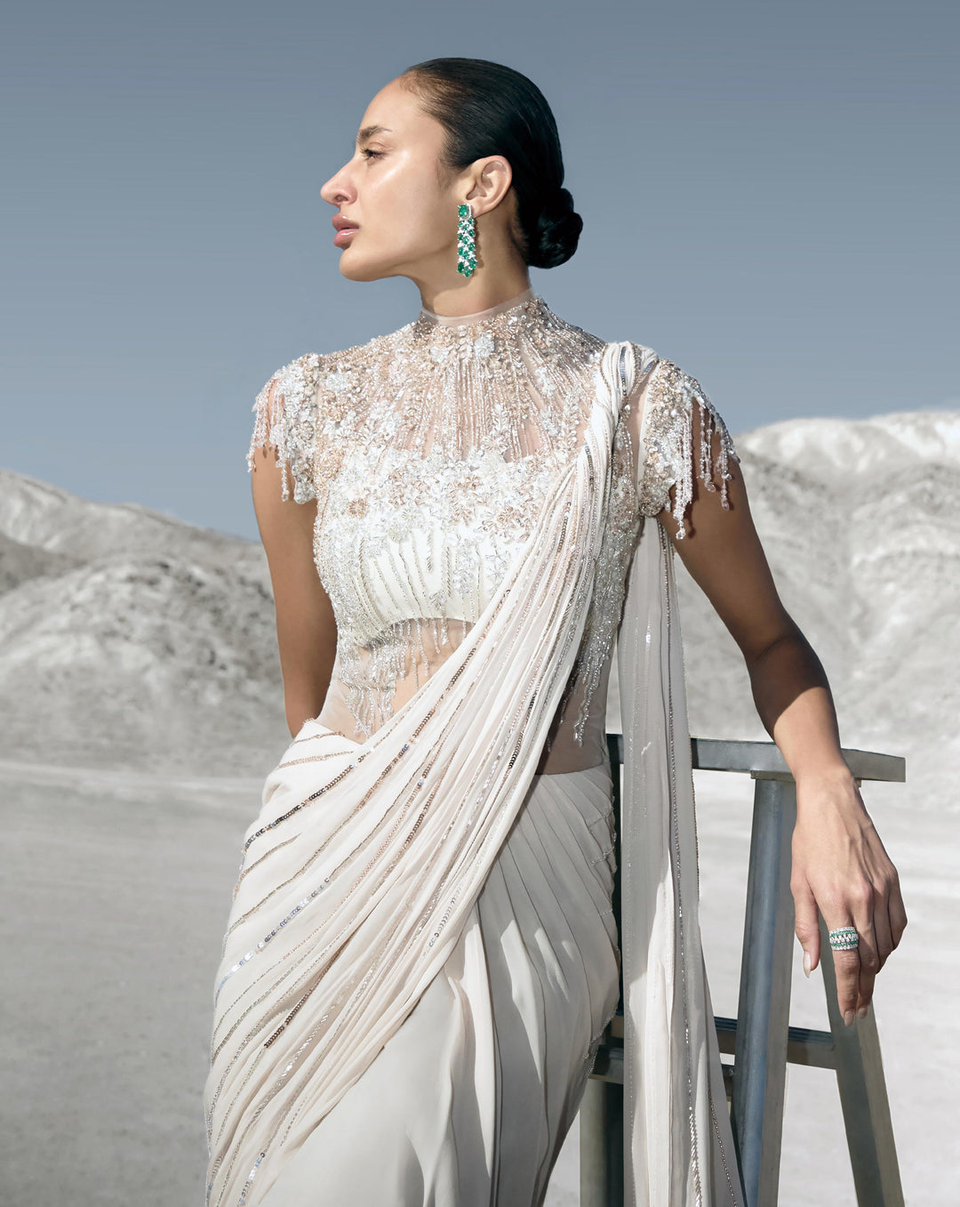 The Floral Pearl Saree Gown - Image 3