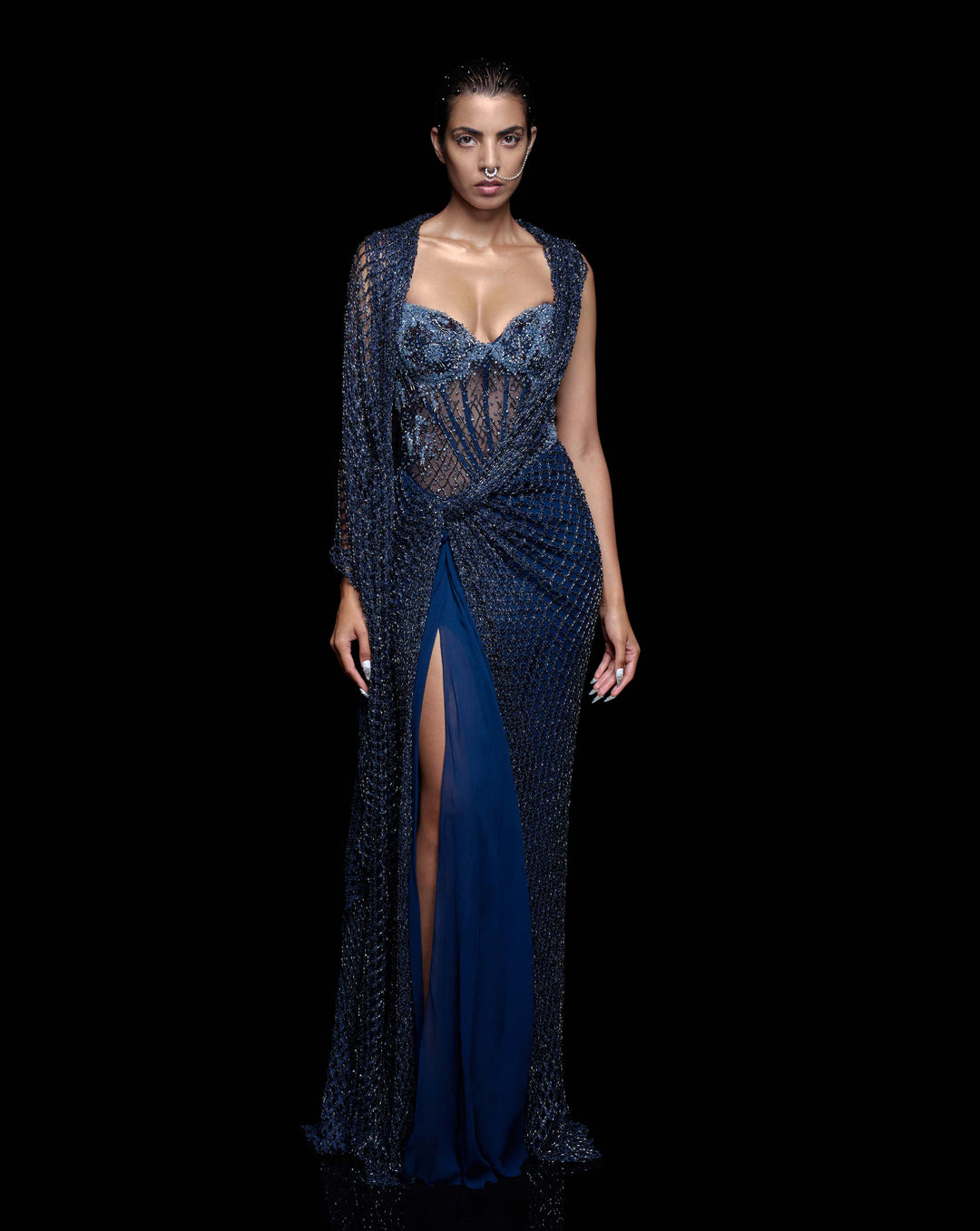 Cosmic Wisteria Saree Gown