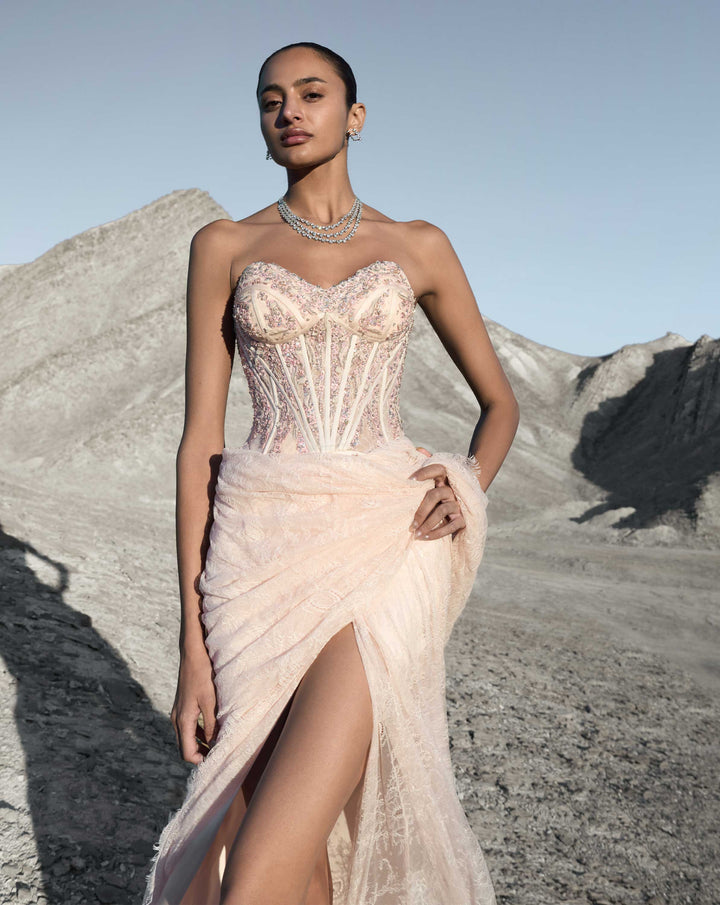 Corseted Crystal Saree Gown - Image 2