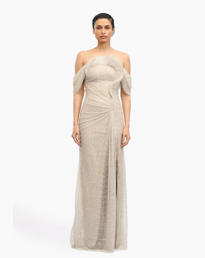 Neptune Ruffle Sequin Gown