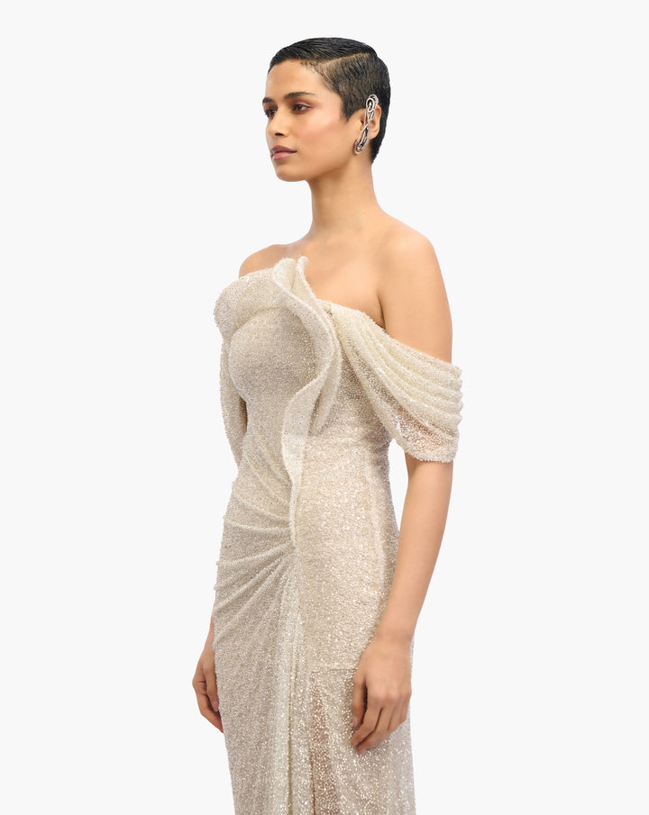 Neptune Ruffle Sequin Gown
