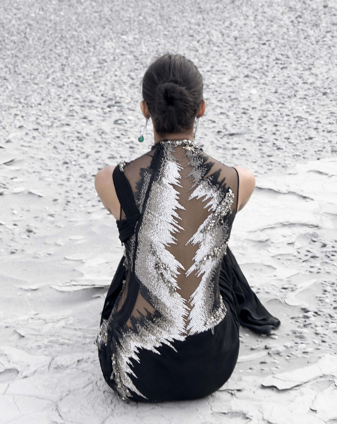 The Embellished Metallic Saree Gown - Image 4