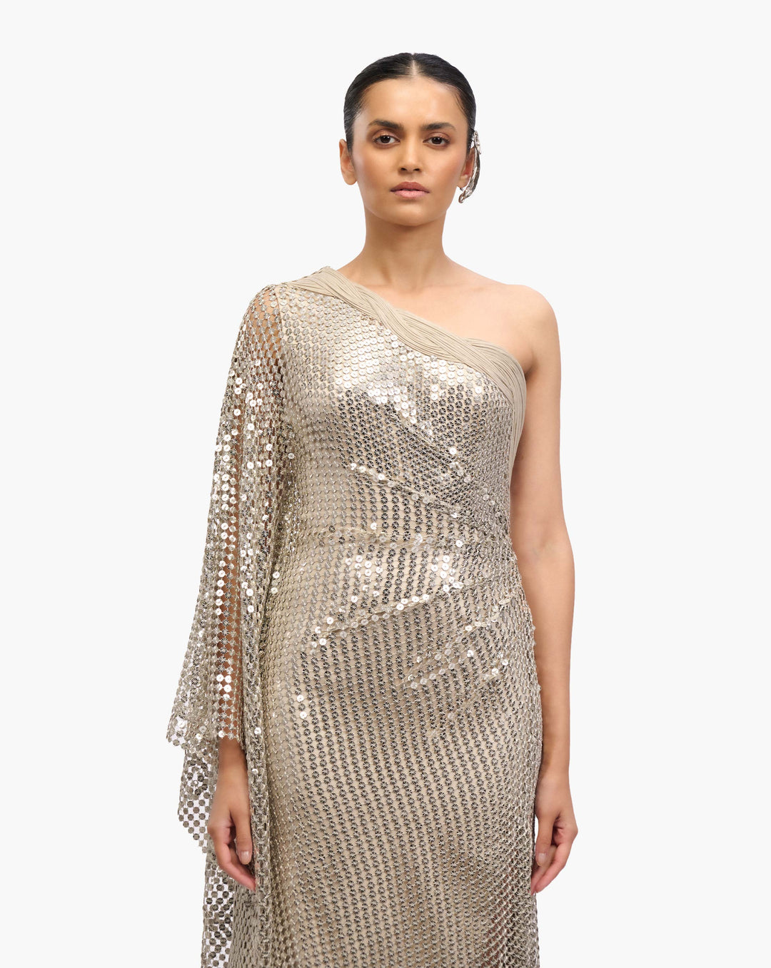 Astral One-Shoulder Sequin Gown