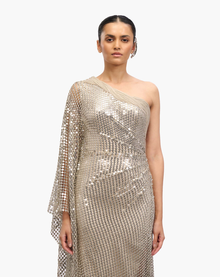 Astral One-Shoulder Sequin Gown