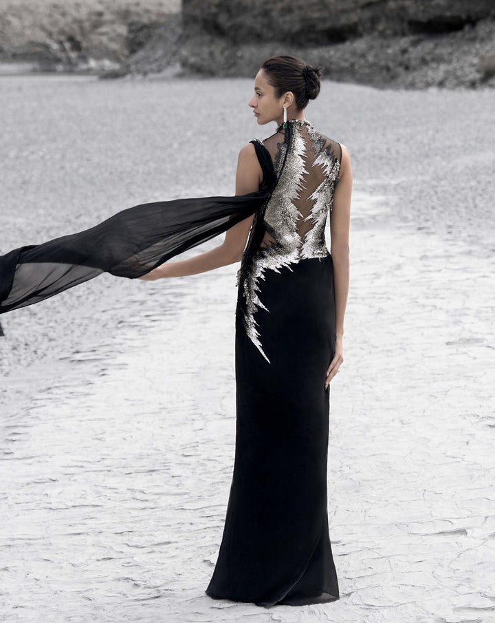 The Embellished Metallic Saree Gown - Image 6