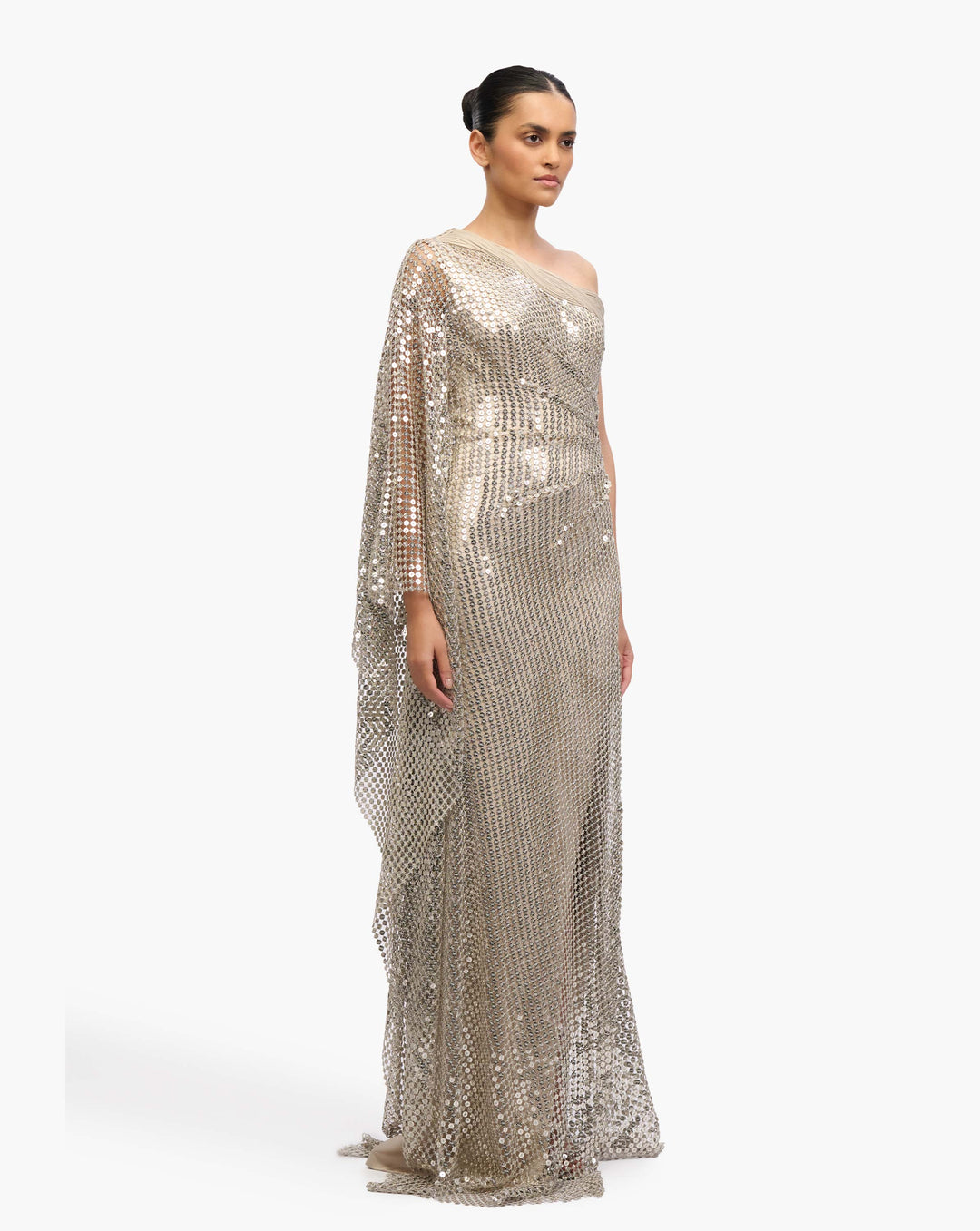 Astral One-Shoulder Sequin Gown