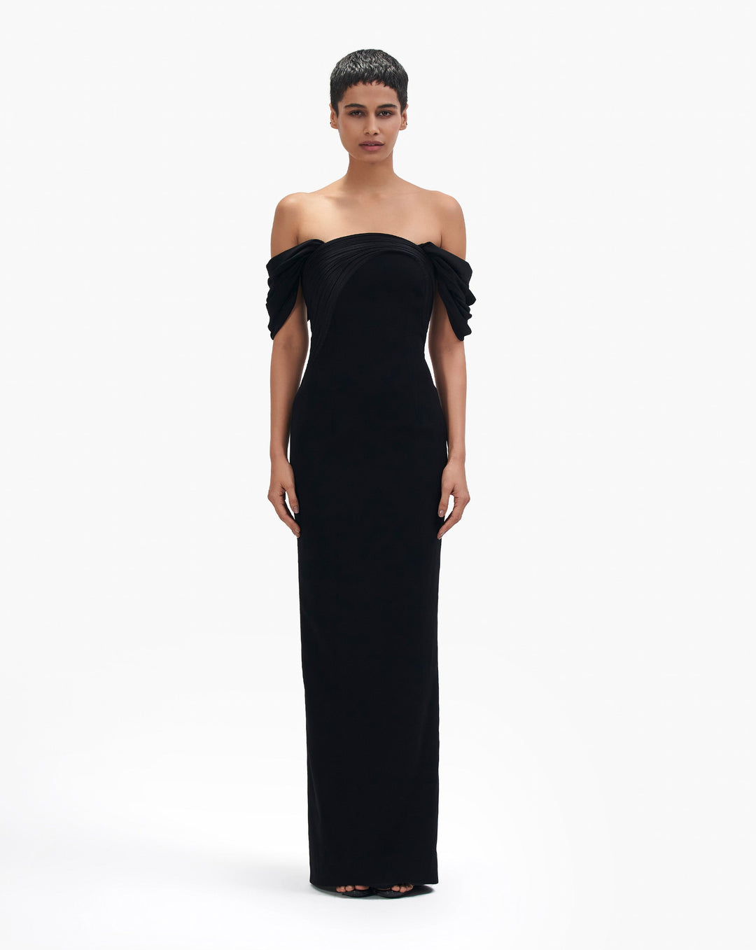 Black Sculpted Arc Gown