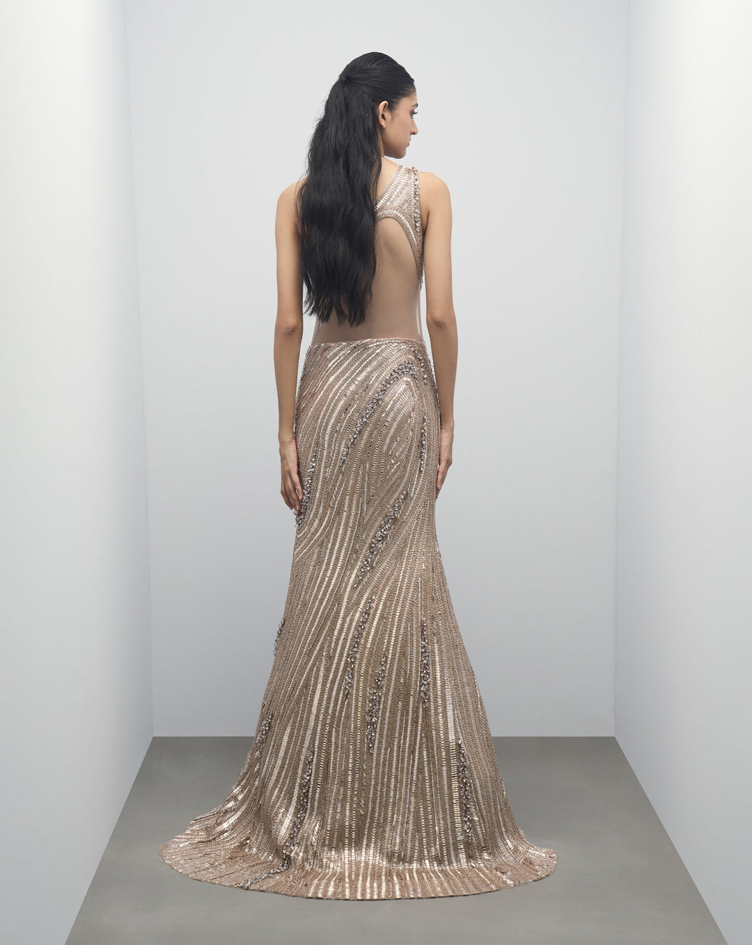 Refraction embroidered gown