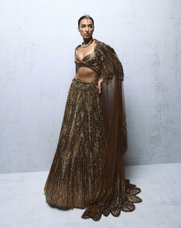 Gold Art Deco Lehenga